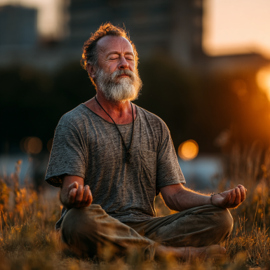 Літні люди відпочивають після заняття йогою